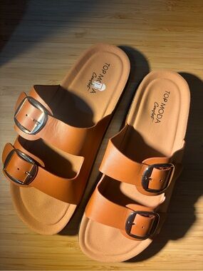 TOP Moda Kids Cognac Double-Buckle Slide Sandals